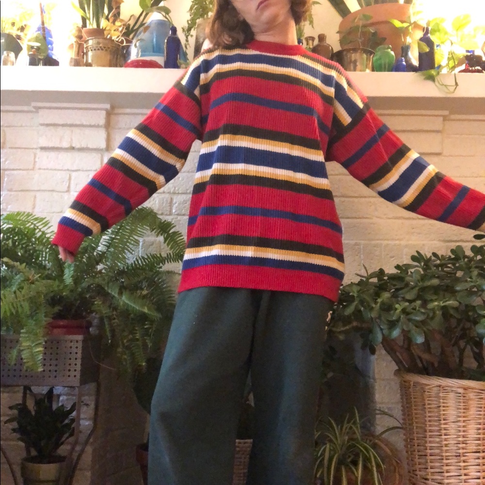 Striped Ribbed Rainbow Sweater